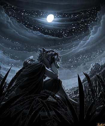 Art, Night, Moon, Werewolf, Moonlight HD phone wallpaper