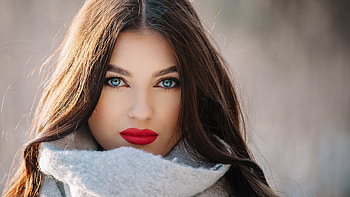 Closeup View Of Beautiful Blue Eyes Girl Model Is Wearing Ash Woolen Dress Standing In Blur Background Girls HD wallpaper
