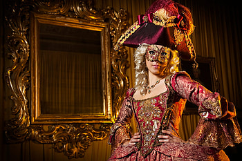 The Royal Mask, mirror, style, mask, beautiful, lady, royal, princess, palatial, hat HD wallpaper