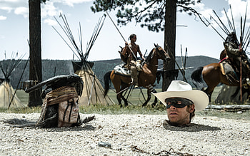 The Lone Ranger movie, Armie Hammer as John Reid, Johnny Depp as Tonto, Dynamic HD wallpaper