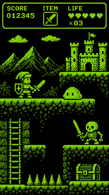 Pixel Quest: 8-Bit , Knight, Pixel Art, Castle HD phone wallpaper