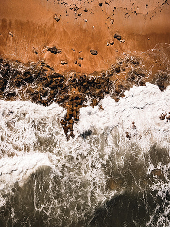 Nature, Sea, Waves, View From Above, Shore, Bank HD phone wallpaper