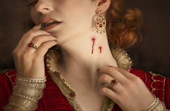 Immortal Kiss, neck, fantasy, bite, blood, woman HD wallpaper