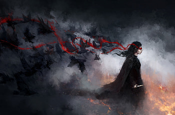 Raven Girl Fantasy Horror, fantasy, raven, artist, artwork, digital-art, deviantart HD wallpaper