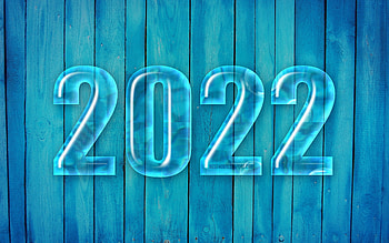 2022 waterdigits, Happy New Year 2022, blue wooden background, 2022 concepts, 2022 blue 3D digits, 2022 new year, 2022 on blue background, 2022 year digits HD wallpaper
