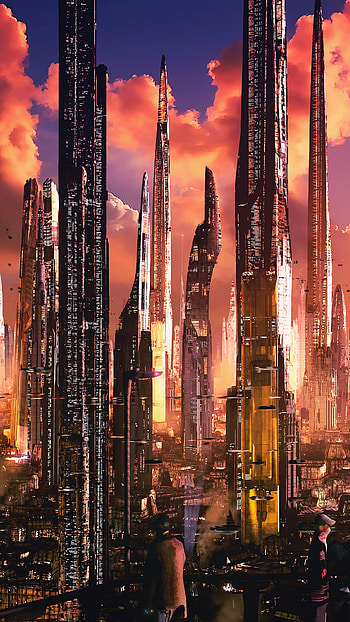 Futuristic city tall buildings, Concept art, Sony Xperia HD phone wallpaper