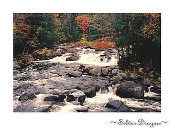 Autumn Waterfall, autumn fall, art , trees, waterfall, colours, small, stones, nice HD wallpaper