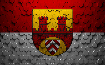 Flag of Bielefeld, honeycomb art, Bielefeld hexagons flag, Bielefeld, 3d hexagons art, Bielefeld flag HD wallpaper