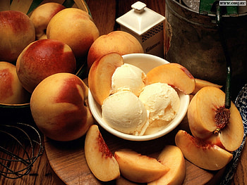 Fruits, Food, Peaches, Ice Cream HD wallpaper