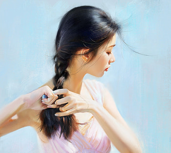 Girl, art, asian, quan shengwu, fantasy, portrait HD wallpaper