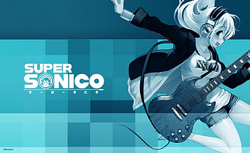 Rockin', Anime Girl, Guitar, Rocking, Anime, Anime Guitarist, Heads, Anime Rocker, Rocker, Sonico, Guitarist, Super Sonico HD wallpaper