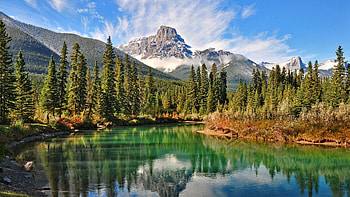 Mountain nature landscape cloud lake tree reflection river rock ultra | HD wallpaper