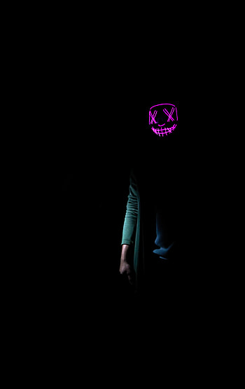 Violet, Neon, Darkness, Mask, Purple, Human, Person HD phone wallpaper