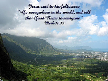 Tell the Good News, scripture, valley, clouds, verse, sky, christian, mountains, good news HD wallpaper