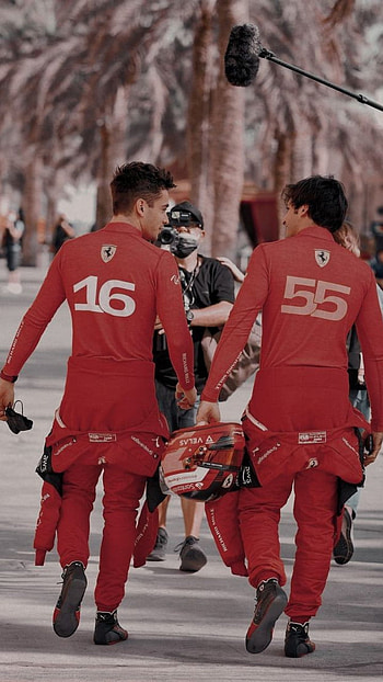 Sainz y Leclerc, red, ferrari HD phone wallpaper