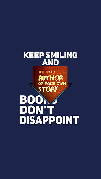 Keep Smiling with Books, badge, motivational, minimalist, book, Abstract HD phone wallpaper