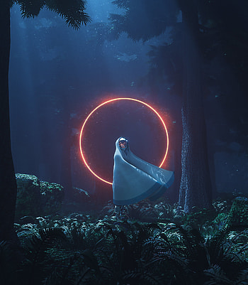 Night, Alien, Silhouette, Forest, 3D, Glow, Circle, Stranger HD phone wallpaper