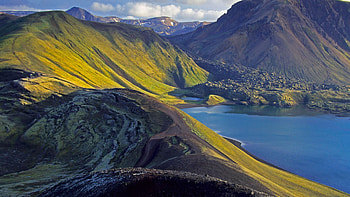 Mountain Landscape , grass lands, skies, nature, water, lake, mountain HD wallpaper