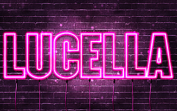 Lucella, , with names, female names, Lucella name, purple neon lights, Lucella Birtay, Happy Birtay Lucella, popular italian female names, with Lucella name HD wallpaper