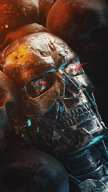 Terminator, art, helmet HD phone wallpaper