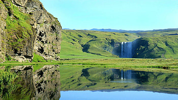 waterfall, fun, cool, nature, lake, mountain HD wallpaper