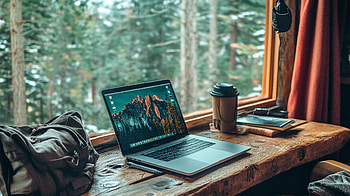 Explore dom: Digital Nomad, digital nomad, laptop, workspace, nature, cabin HD wallpaper
