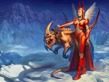 Empress, sexy, hot, wildy, angel, etherlords, anime, fantasy, wing, red, game, , warrior HD wallpaper