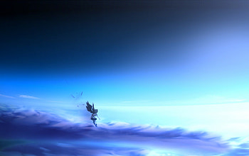 Through the Clouds, anime, black wings, heaven, clouds, sky, angel HD wallpaper