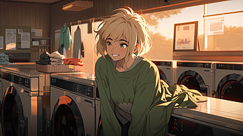 Lofi Laundry Day - AI Anime Art, AI Art, laundry, Anime, Original, lofi HD wallpaper