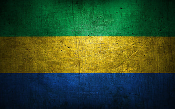 Gabonese metal flag, grunge art, African countries, Day of Gabon, national symbols, Gabon flag, metal flags, Flag of Gabon, Africa, Gabonese flag, Gabon HD wallpaper