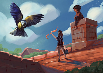 Bird Taxi, artist, artwork, digital-art, deviantart HD wallpaper
