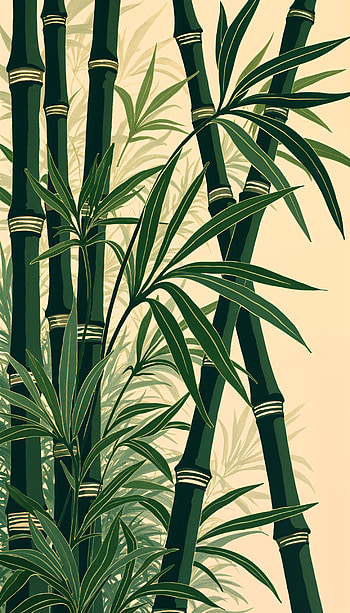 Bamboo Serenity: Nature-Inspired , bamboo, greenery, plant, nature, illustration HD phone wallpaper