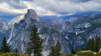 The Half Dome, Yosemite, california, clouds, landscape, sky, mountains, usa HD wallpaper