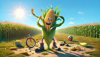 Cornstalk Character - Sunny Fields Background, cornstalk, corn, cartoon, farm, Fun HD wallpaper