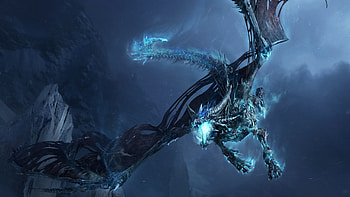 Preview dragon, fly, jaws, rocks, night HD wallpaper