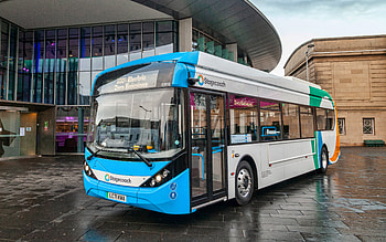 BYD Alexander Dennis Enviro200EV, blue bus, 2021 buses, passenger transport, electric buses, passenger bus, Alexander Dennis, BYD HD wallpaper