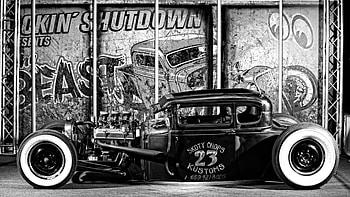 hot rod, hot, wall, rod, grafitti HD wallpaper