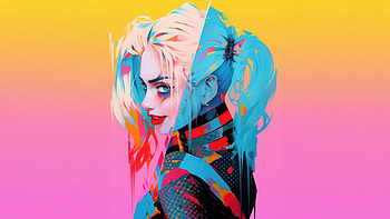 Harley Quinn Colorful Minimal , harley-quinn, superheroes, minimalism, minimalist, ai, artist, artwork, digital-art HD wallpaper