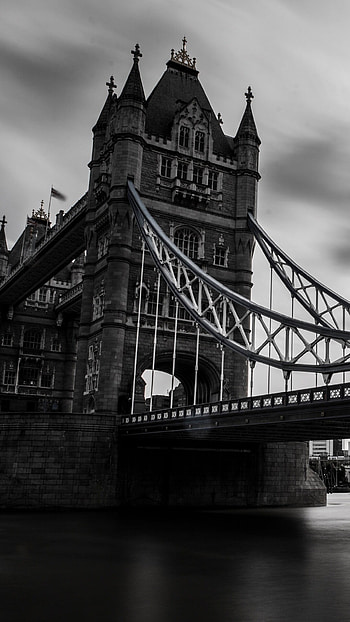 Monochrome, Tower Bridge HD phone wallpaper