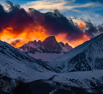 Nature, Sunset, Sky, Mountains, Clouds, Snow HD wallpaper