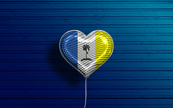 I Love Penang, , realistic balloons, blue wooden background, Day of Penang, malaysian states, flag of Penang, Malaysia, balloon with flag, States of Malaysia, Penang flag, Penang HD wallpaper