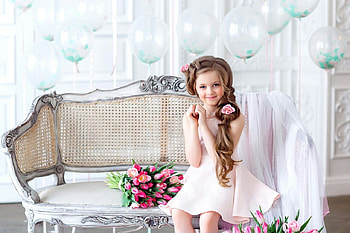 cute, girl, flowers, graphy HD wallpaper