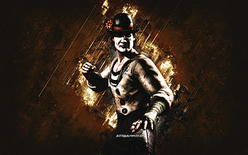 Ninja Mime Johnny Cage, Mortal Kombat Mobile, Ninja Mime Johnny Cage MK Mobile, Mortal Kombat, brown stone background, Mortal Kombat Mobile characters, grunge art, Ninja Mime Johnny Cage Mortal Kombat HD wallpaper