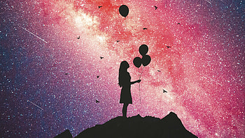 Girl Holding Balloons, balloons, girl, artist, artwork, digital-art, graphy, hop HD wallpaper