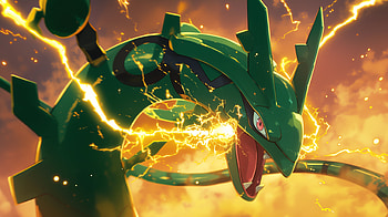 Anime of Legendary Pokémon Rayquaza in Action, Anime, Pokemon, Rayquaza (Pokémon), legendary pokémon HD wallpaper