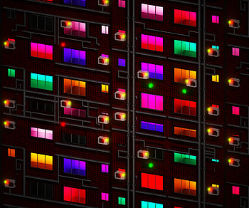 Windows, Building, Shine, Light, Miscellanea, Miscellaneous, Multicolored, Motley, Facade HD wallpaper