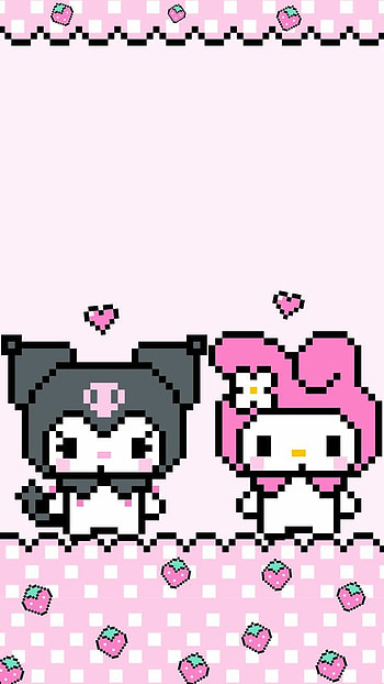 My Melody and Kuromi, pink, xute HD phone wallpaper