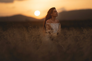 Girl Embracing The Breeze Sunset With Closed Eyes, girls, model HD wallpaper