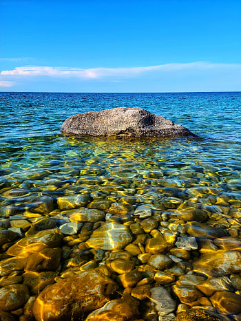 Nature, Water, Pebble, Rock, Horizon, Stone HD phone wallpaper