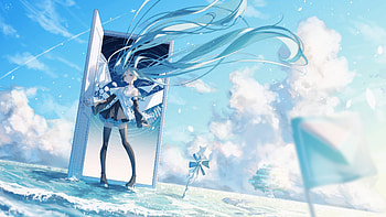 Hatsune Miku Volcaoid Long Hairs , hatsune-miku, vocaloid, anime, anime-girl, artist, artwork, digital-art HD wallpaper